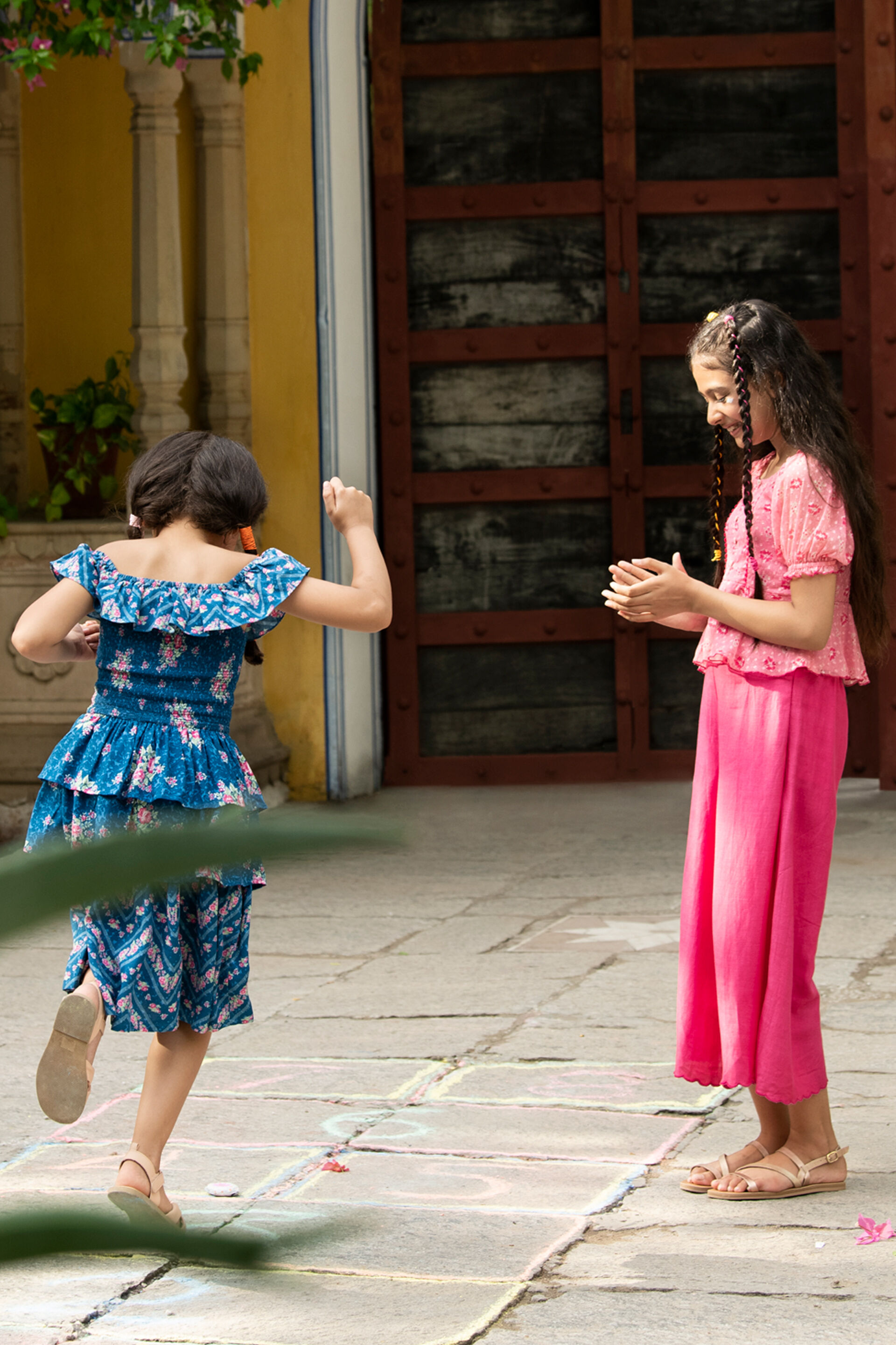 Blue Floral Short Sleeves Dress, Blue, image 3